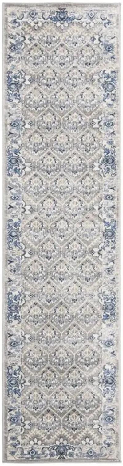 Brentwood 869 Light Grey / Blue 2' X 16' Runner Powerloomed Rug