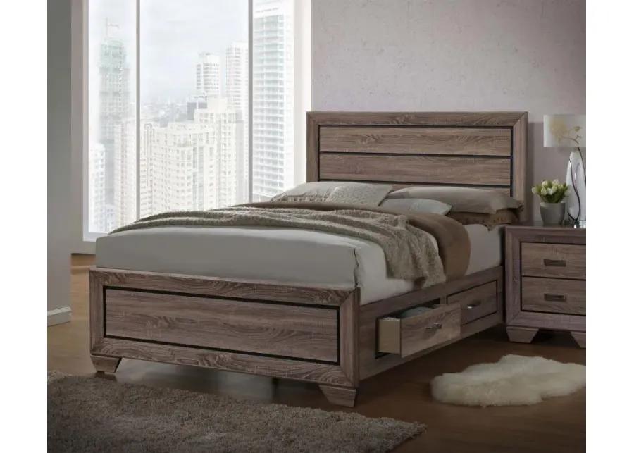 Kauffman Eastern King Storage Bed Washed Taupe