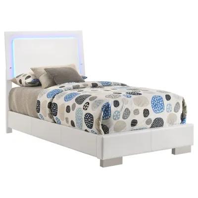 Felicity 5-piece Twin Bedroom Set with LED Headboard Glossy White