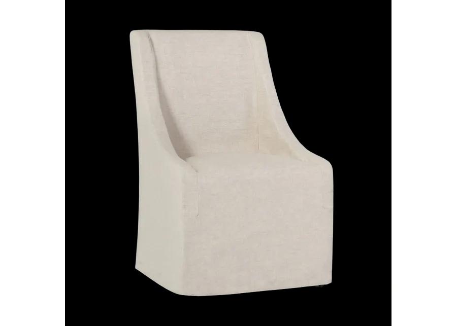 Warwick Upholstered Rolling Dining Chair in Oatmeal