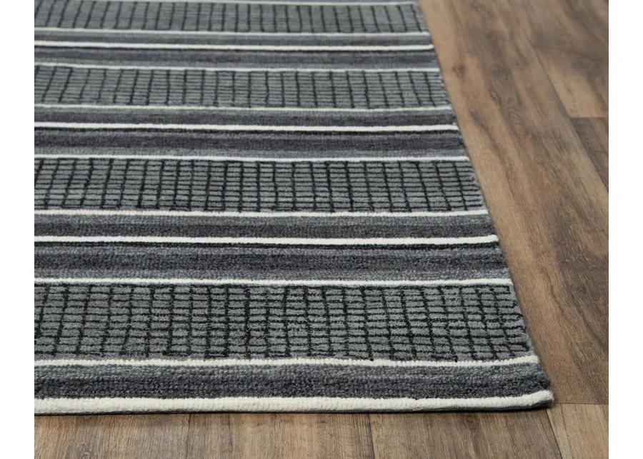 Katana Charcoal Stripe Wool 8'6" x 11'6" Rectangle Rug