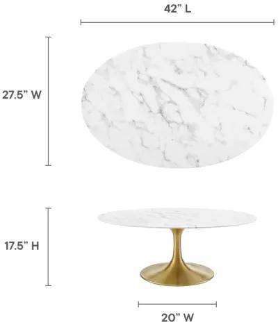 Lippa 42" Oval Artificial Marble Coffee Table