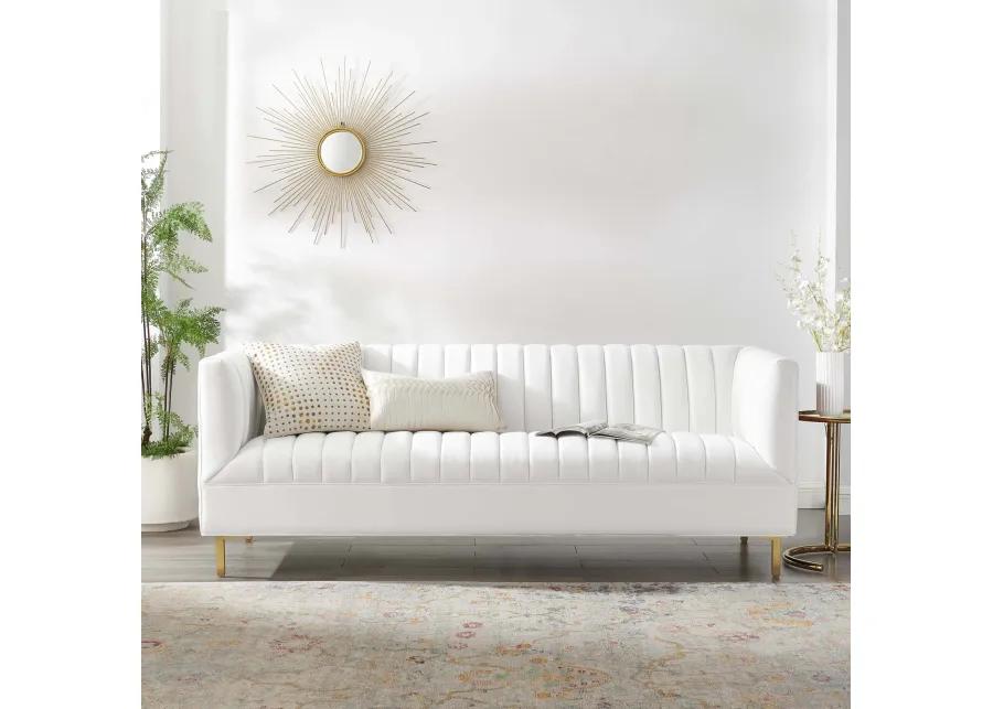 Shift Channel Tufted Performance Velvet Sofa