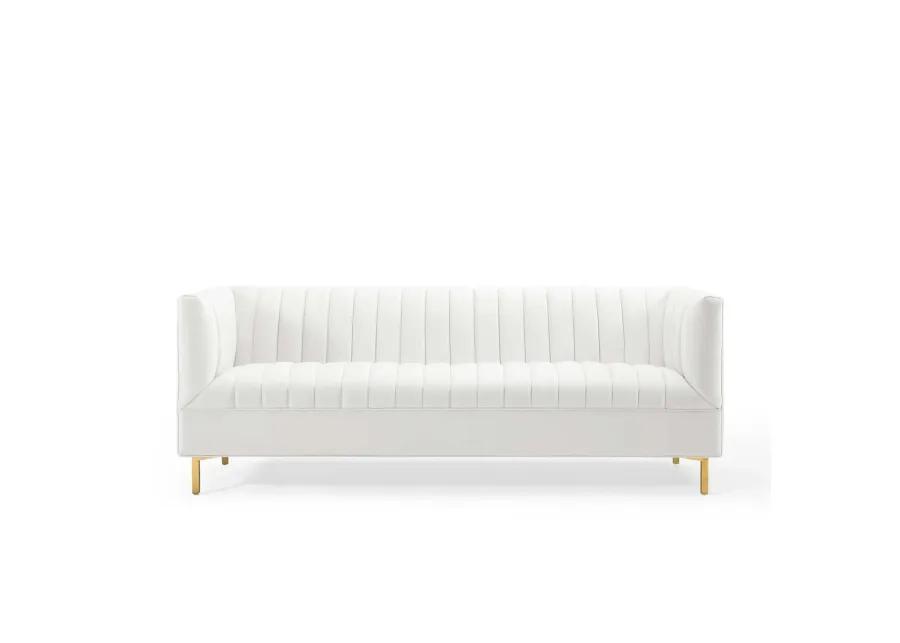 Shift Channel Tufted Performance Velvet Sofa