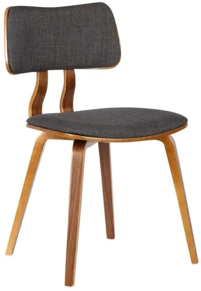 Jaguar Mid-Century Dining Chair in Walnut Wood and Charcoal Fabric