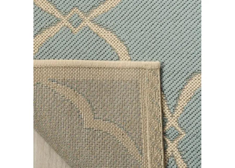 LINDEN 125 Collection LND125K-6SQ Aqua / Cream 6'-7" X 6'-7" Square