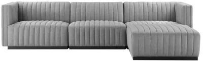 Conjure Channel Tufted Upholstered Fabric 4-Piece Sectional