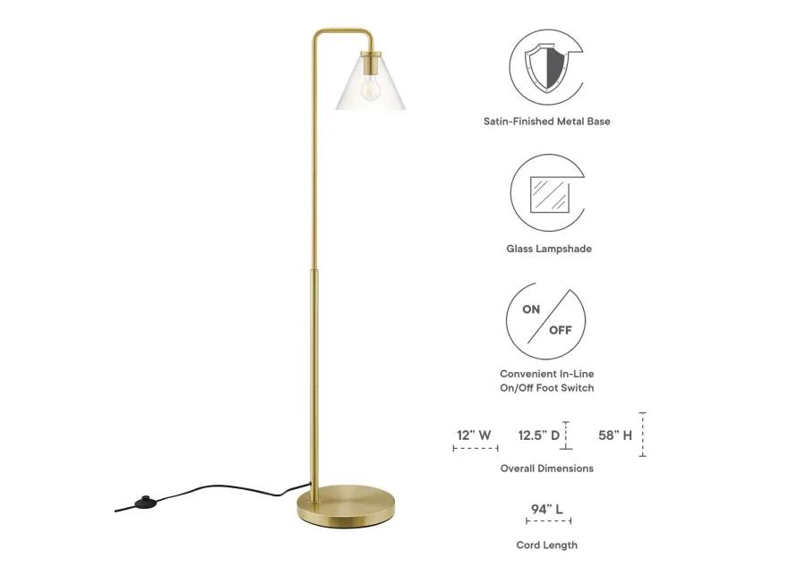 Element Transparent Glass Glass and Metal Floor Lamp