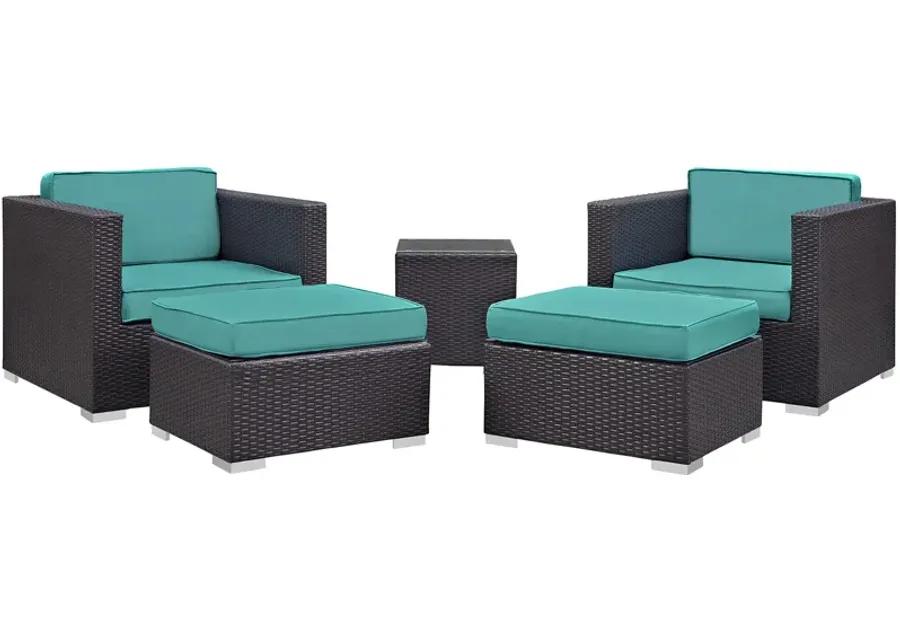 Convene 5 Piece Outdoor Patio Sectional Set