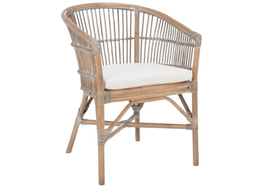 OLIVIA RATTAN ACCENT CHAIR W/ CUSHION