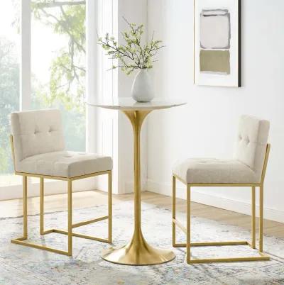 Privy Gold Stainless Steel Upholstered Fabric Counter Stool Set of 2