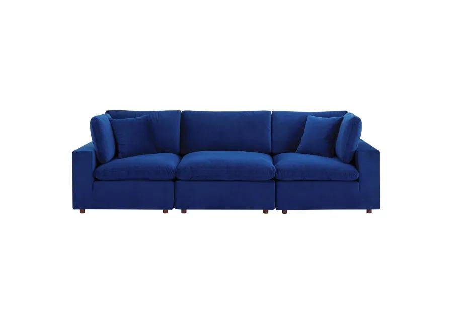 Commix Down Filled Overstuffed Performance Velvet 3-Seater Sofa