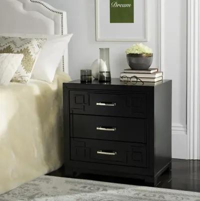 RAINA THREE DRAWER GREEK KEY NIGHT STAND 