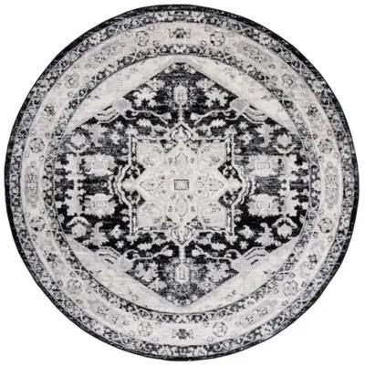 Brentwood 852 Black / Ivory 6'-7" X 6'-7" Round Round Powerloomed Rug