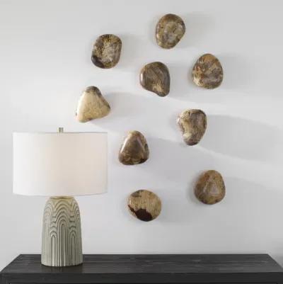 Pebbles Blonde Wall Decor - Set of 9