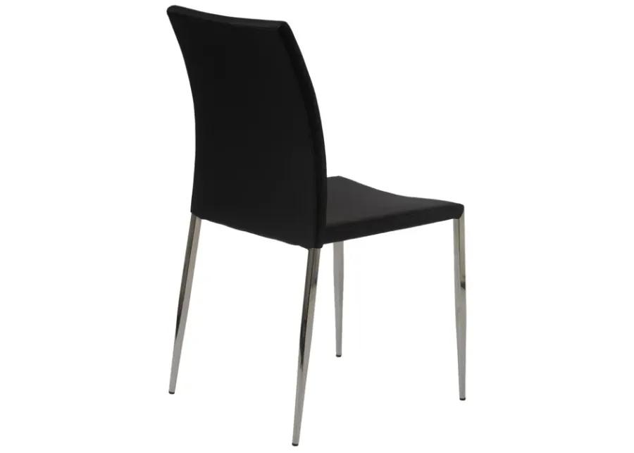 Diana Stacking Side Chair in Black with Polished Stainless Steel Legs - Set of 2