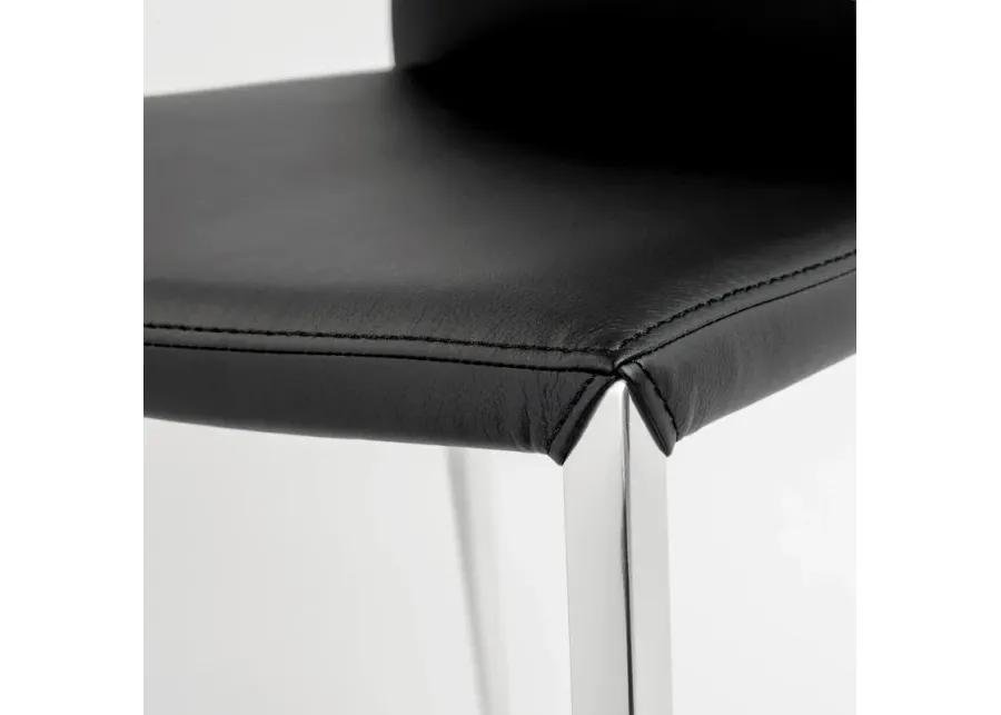 Diana Stacking Side Chair in Black with Polished Stainless Steel Legs - Set of 2