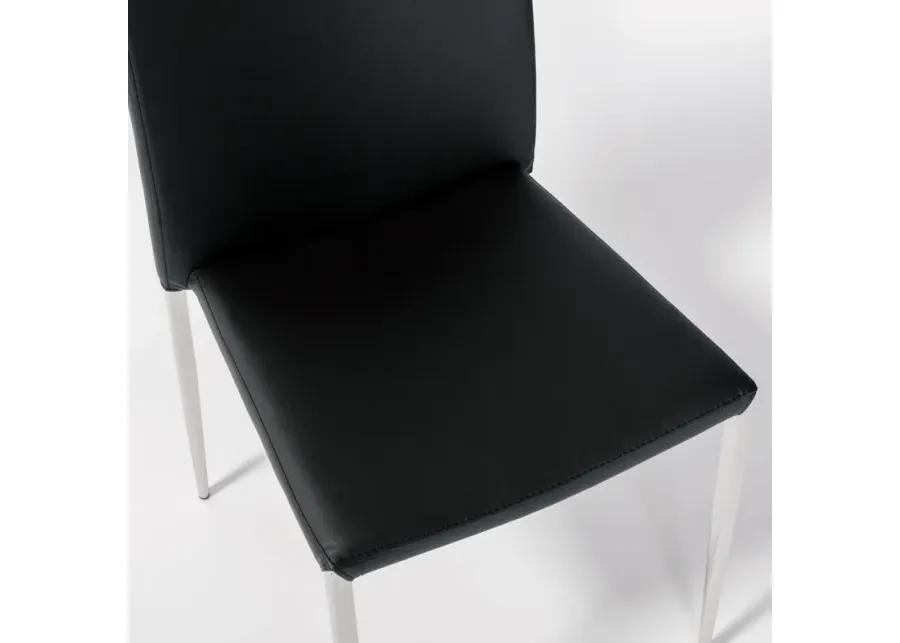 Diana Stacking Side Chair in Black with Polished Stainless Steel Legs - Set of 2