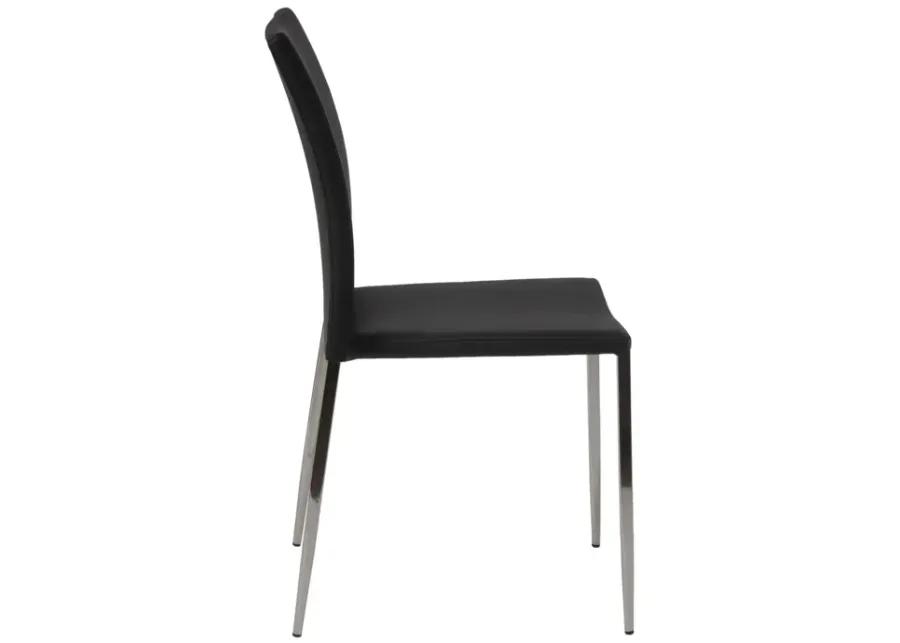 Diana Stacking Side Chair in Black with Polished Stainless Steel Legs - Set of 2