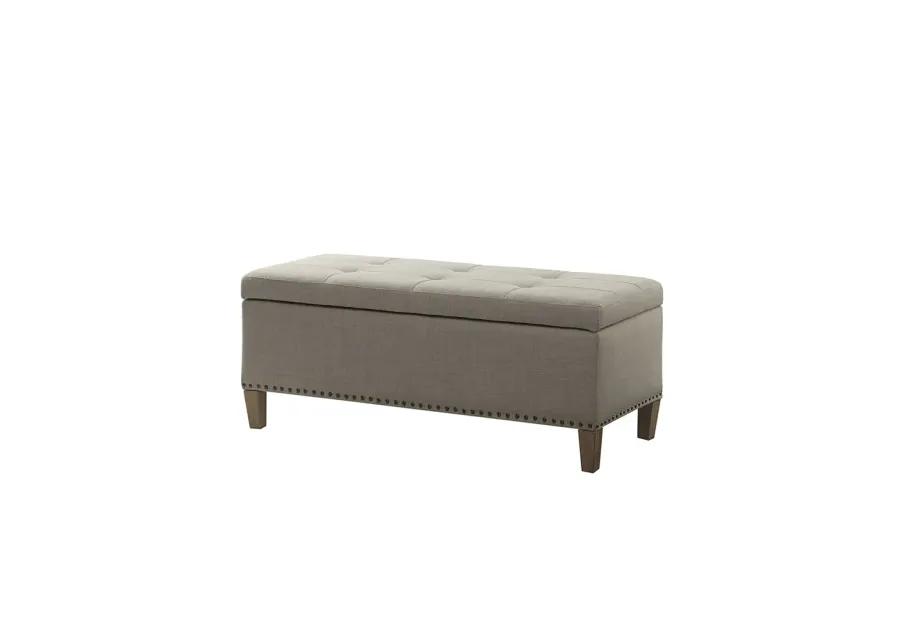 Madison Park Shandra II Light Grey Tufted Top Soft Close Storage Bench