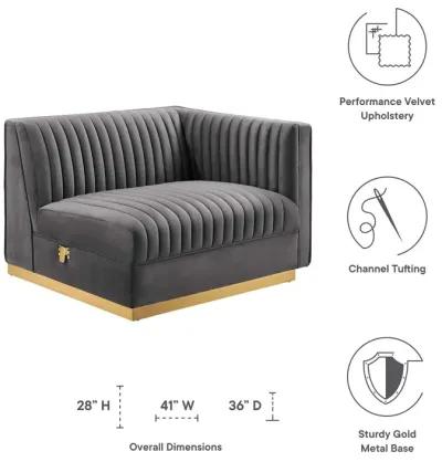 Sanguine Channel Tufted Performance Velvet Modular Sectional Sofa Right-Arm Chair