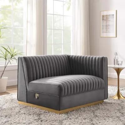 Sanguine Channel Tufted Performance Velvet Modular Sectional Sofa Right-Arm Chair