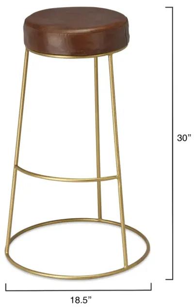 Henry Round Leather Barstool