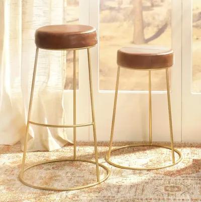 Henry Round Leather Barstool