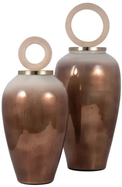 Glass, 28" Vase Round Resin Topper, Copper