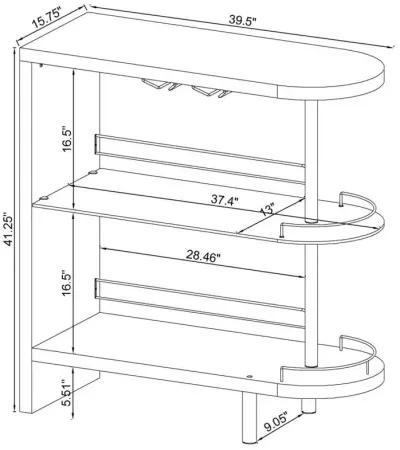 Adolfo 3-tier Bar Table Glossy Black and Clear