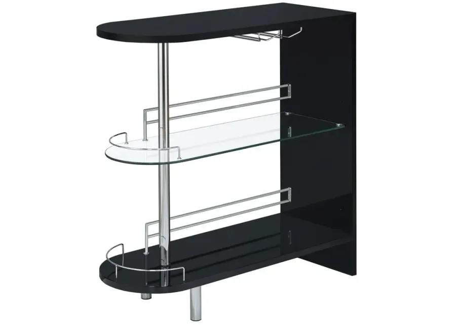 Adolfo 3-tier Bar Table Glossy Black and Clear