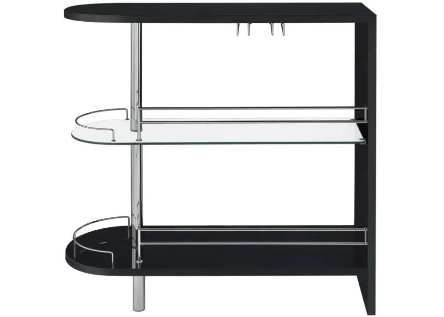 Adolfo 3-tier Bar Table Glossy Black and Clear