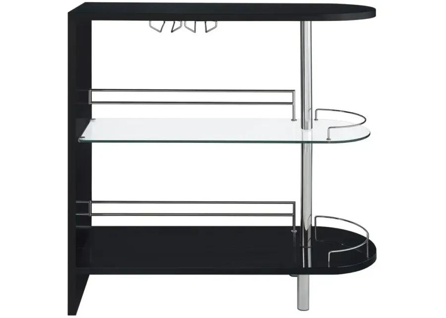 Adolfo 3-tier Bar Table Glossy Black and Clear