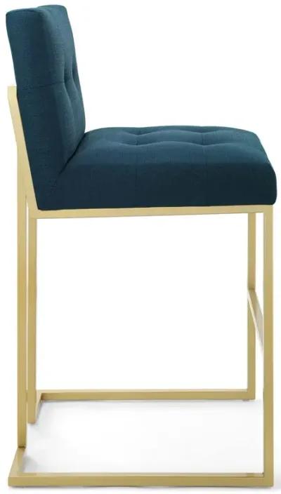 Privy Gold Stainless Steel Upholstered Fabric Bar Stool