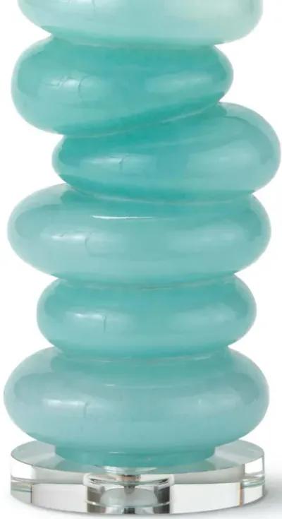 Stacked Pebble Glass Table Lamp (Aqua)