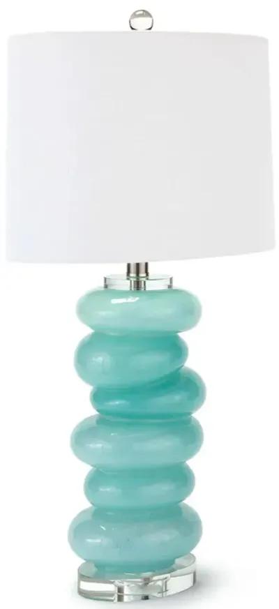 Stacked Pebble Glass Table Lamp (Aqua)