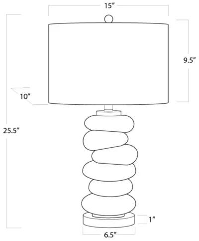 Stacked Pebble Glass Table Lamp (Aqua)