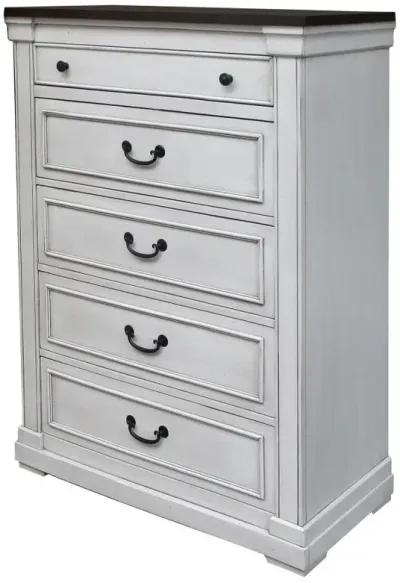 Hillcrest 5-drawer Chest Dark Rum and White