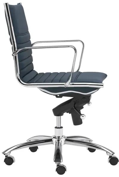 Dirk Low Back Office Chair in Blue with Chromed Steel Base