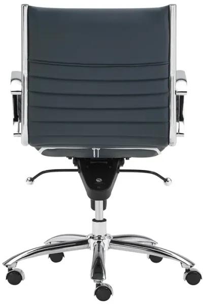 Dirk Low Back Office Chair in Blue with Chromed Steel Base