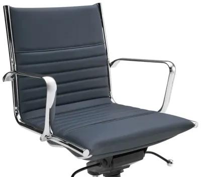 Dirk Low Back Office Chair in Blue with Chromed Steel Base