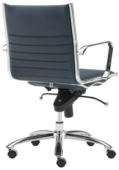 Dirk Low Back Office Chair in Blue with Chromed Steel Base