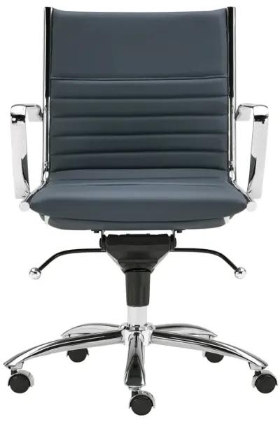 Dirk Low Back Office Chair in Blue with Chromed Steel Base