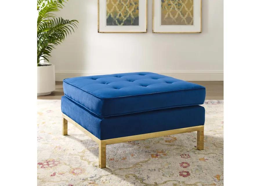 Loft Gold Stainless Steel Leg Performance Velvet Ottoman