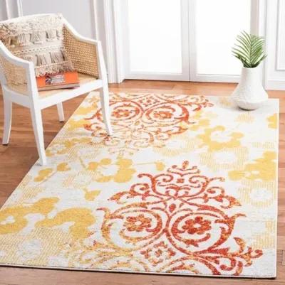 Adirondack Contemporary Grey / Gold 5'-5" X 7'-7" Powerloomed Rug