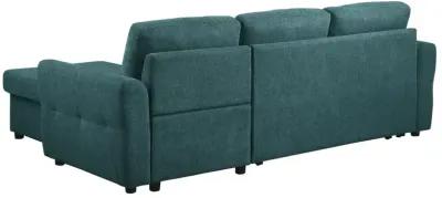 Samantha Upholstered Sleeper Sofa Sectional with Storage Chaise Teal Blue