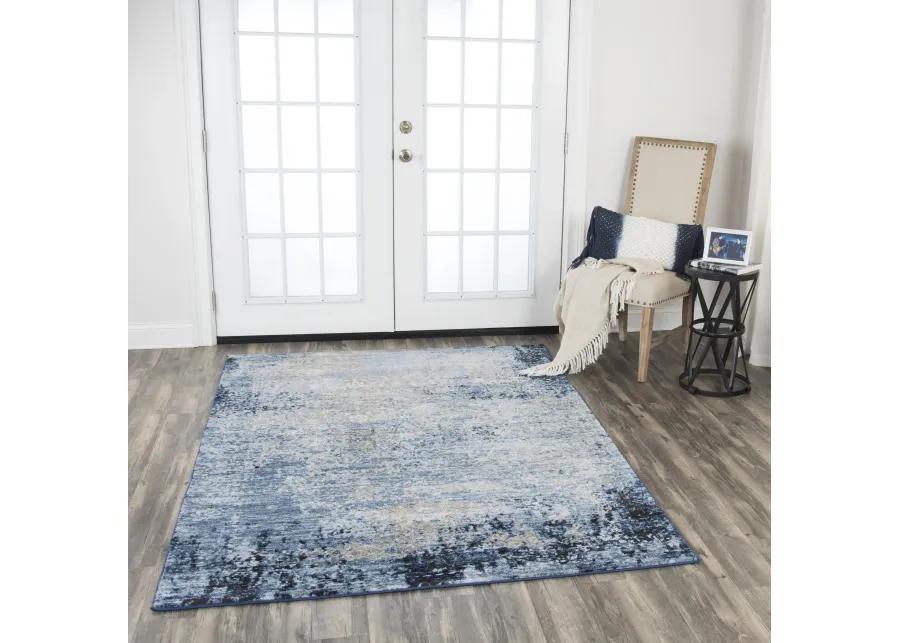 Encore Blue Traditional Overdye Polypropylene 5'2" x 7'3" Rectangle Rug