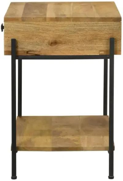 Declan 1-drawer Accent Table with Open Shelf Natural Mango and Black