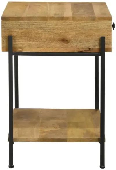 Declan 1-drawer Accent Table with Open Shelf Natural Mango and Black