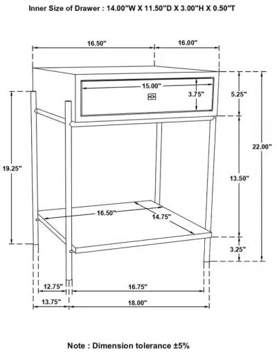 Declan 1-drawer Accent Table with Open Shelf Natural Mango and Black